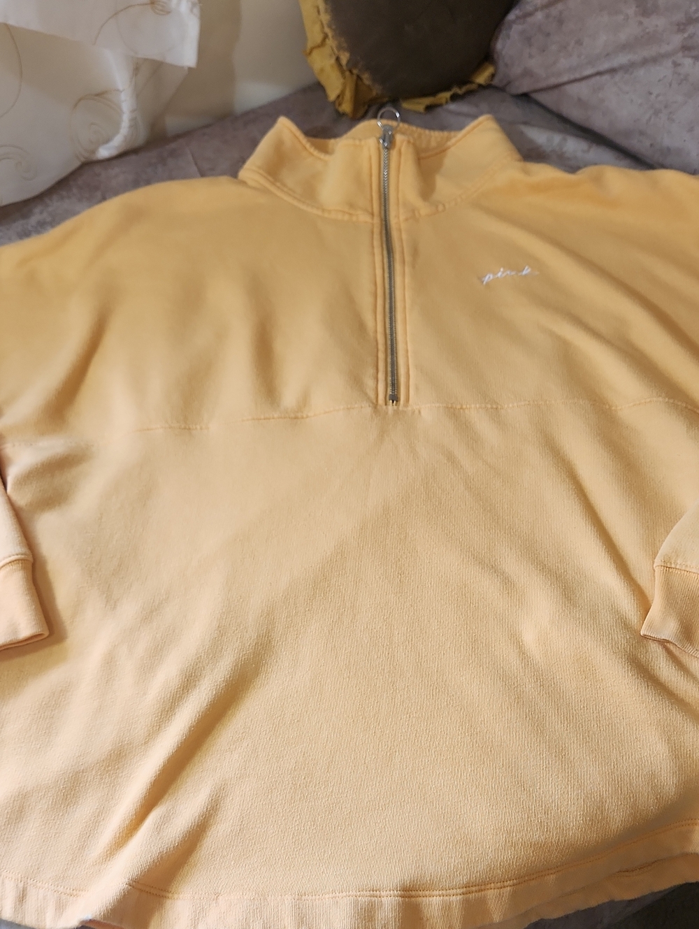PINK Victoria's Secret Half-Zip Pullover Sweatshirt - Pale Mellon
